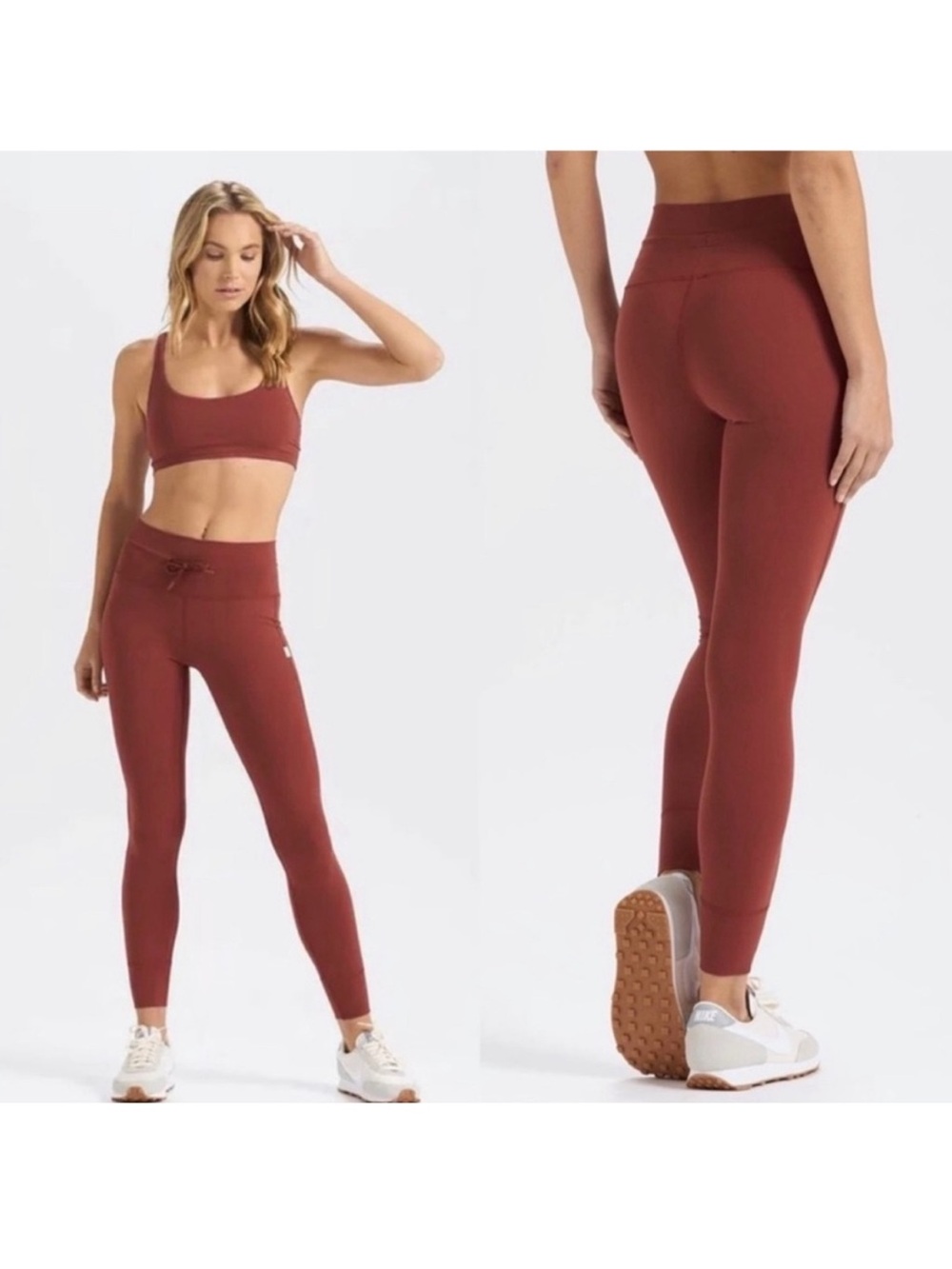 Vuori High-Rise Performance Leggings in Rust